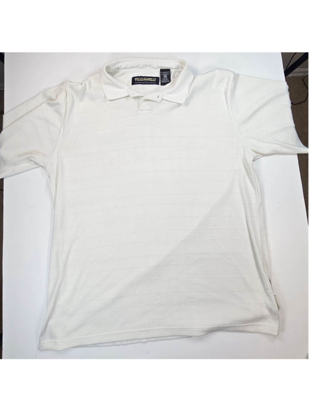 Pelle Pelle Marc Buchanan Polo Shirt Mens XXL White Tonal Logo Y2K Hip Hop